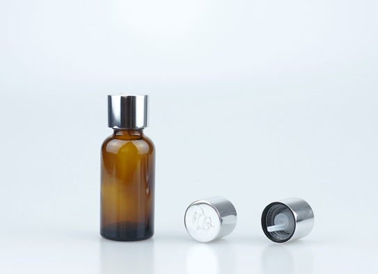 30ml Bottiglia di vetro Amber con Cap CRC in alluminio per olio essenziale