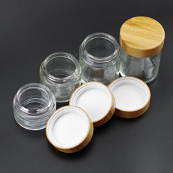 Glass CRC Jar with Real Bamboo Child Proof Cap